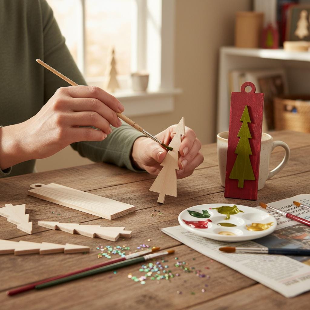 DIY Christmas Tree Ornaments - Blank Single or Bulk Christmas Ornament Handcrafted Bulk Wholesale DIY Unpainted Paint Party Family Craft