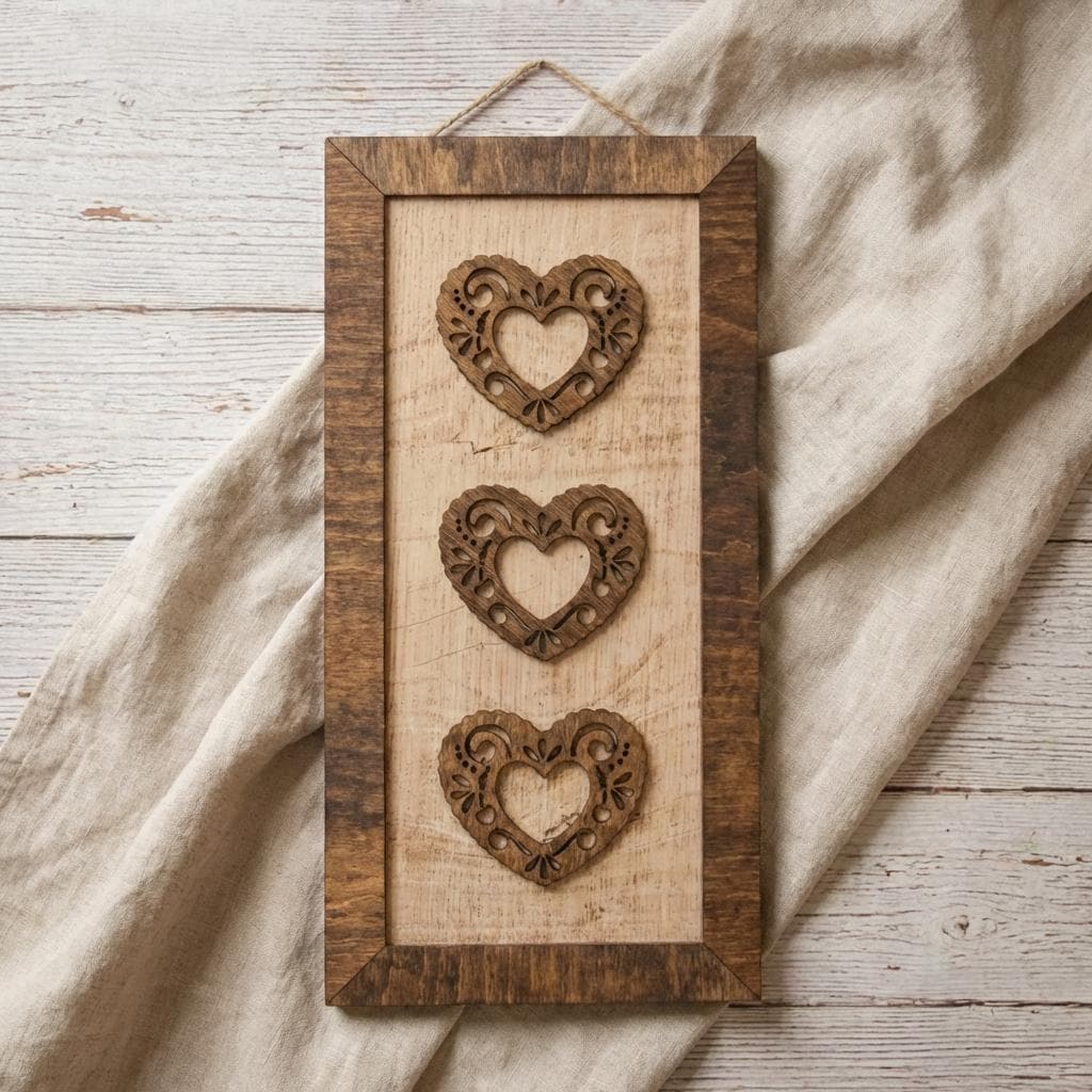 Rustic Lace Heart Wall Art, Layered Wood Heart Decor, Farmhouse Heart Sign, Year Round Home Decor