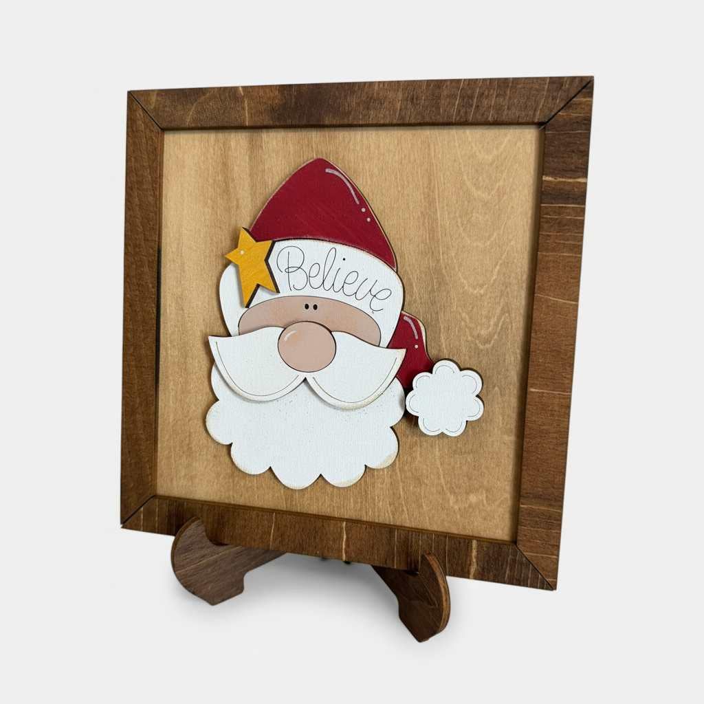 Handmade Rustic Santa Believe Wood Sign, Farmhouse Christmas Decor