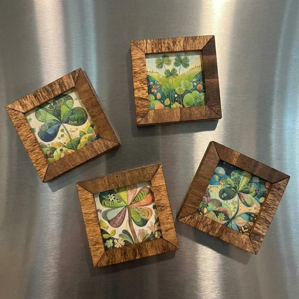 St Patrick's Day Magnets - Rustic Decor - Set of 4