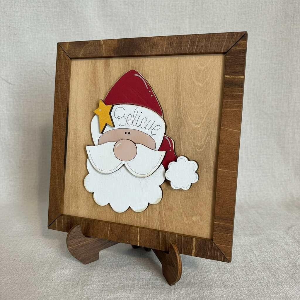 Handmade Rustic Santa Believe Wood Sign, Farmhouse Christmas Decor