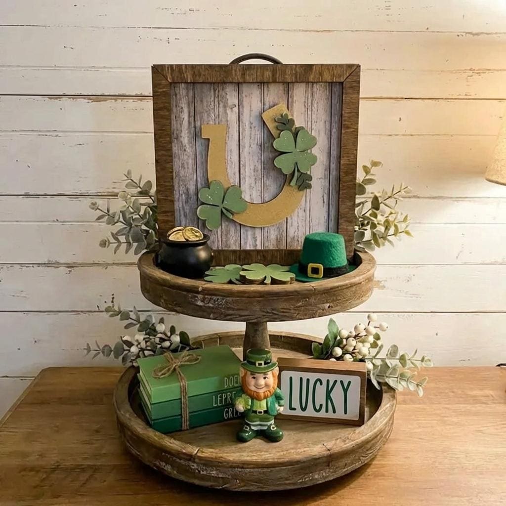 St Patrick's Day Mini Framed Art | Leprechaun Hat & Clover, Farmhouse Decor