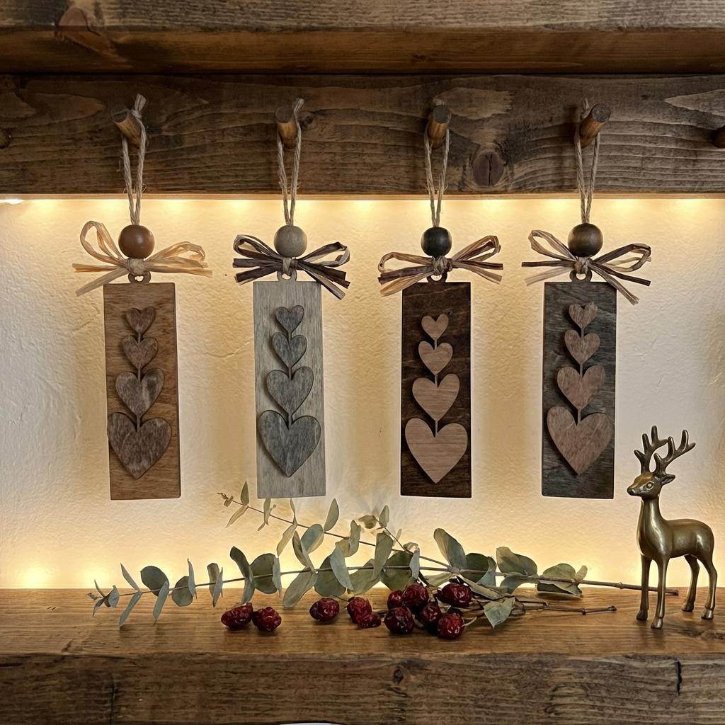 Rustic Wooden Heart Decor Set, Farmhouse Heart Ornaments, Neutral Wood Hearts, Everyday Heart Decor, Giftable Heart Set
