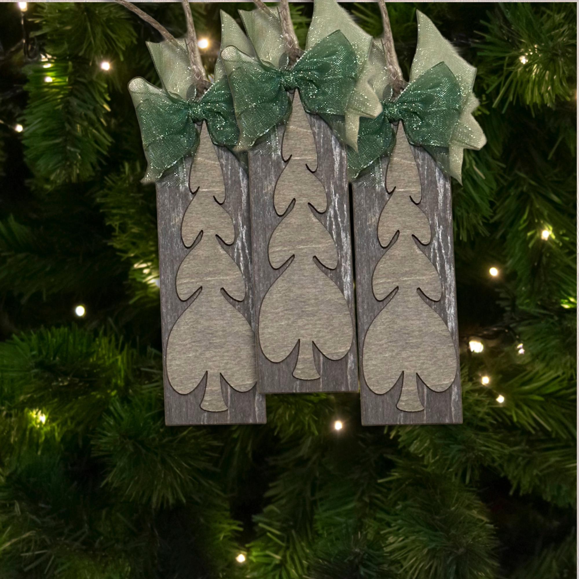 Rustic Gray  Ornament, Wood Holiday Decor, rustic tree decor, natural wood ornament, Single or Bulk Qty