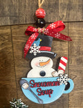 Handmade Snowman Soup Ornament – Rustic Christmas Decoration