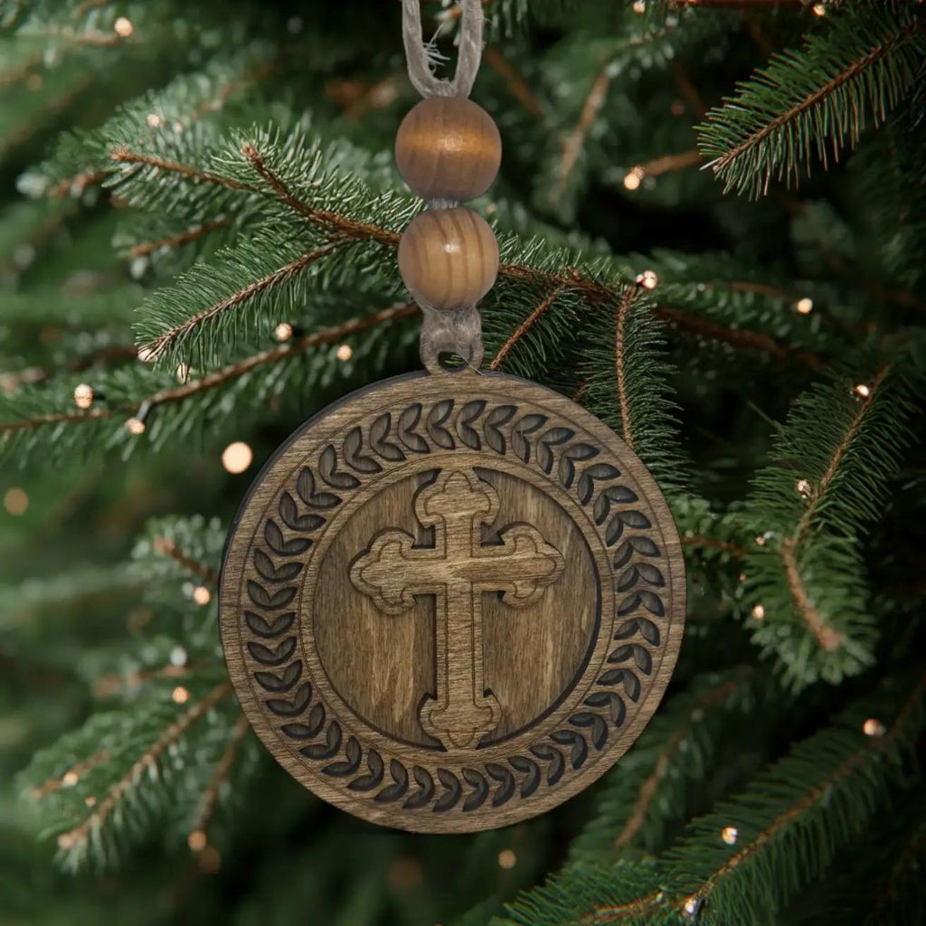 Cross Christmas Tree Ornaments - Beautiful Wood Christian Religious Decoration Single or Bulk Tree Holiday Ornament Finished Handcrafted