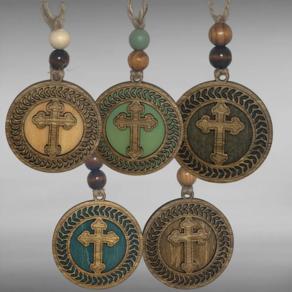 Cross Christmas Tree Ornaments - Beautiful Wood Christian Religious Decoration Single or Bulk Tree Holiday Ornament Finished Handcrafted