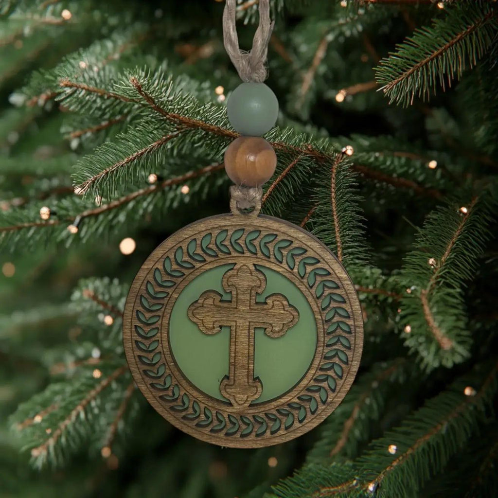 Cross Christmas Tree Ornaments - Beautiful Wood Christian Religious Decoration Single or Bulk Tree Holiday Ornament Finished Handcrafted