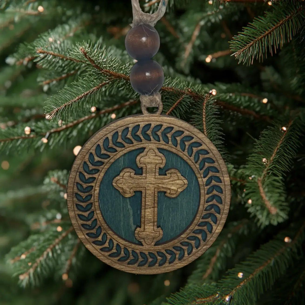 Cross Christmas Tree Ornaments - Beautiful Wood Christian Religious Decoration Single or Bulk Tree Holiday Ornament Finished Handcrafted