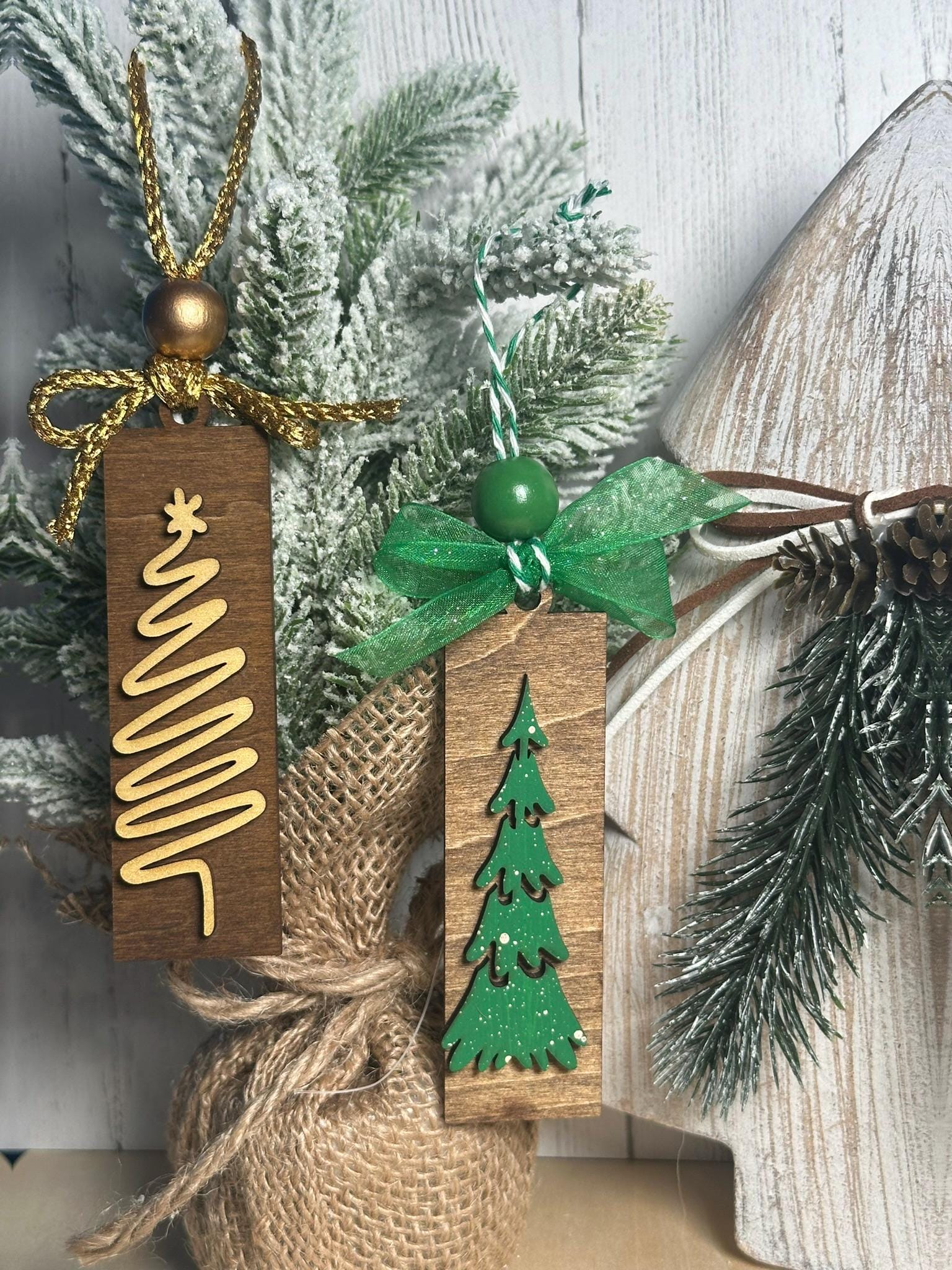 Traditional Christmas Tree Ornaments - Red Green Gold or a Mix - Single or Bulk Winter Tree Holiday Ornament Handcrafted Wholesale