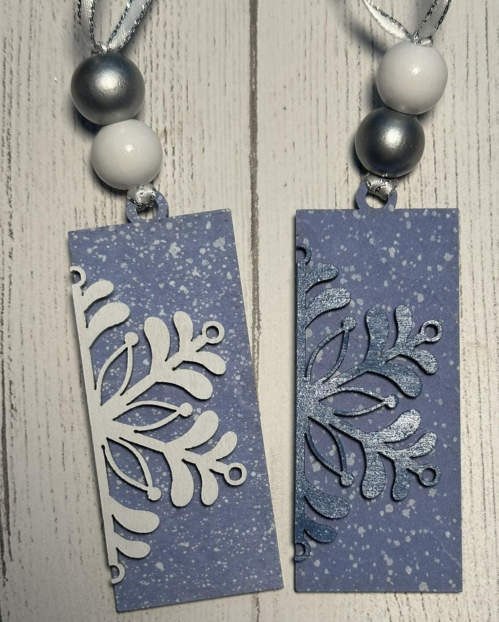 Set of 3 + Elegant Snowflake Christmas Ornaments Wooden Winter Ornaments with Bead Accents, Assorted Colors, Bulk Options Available