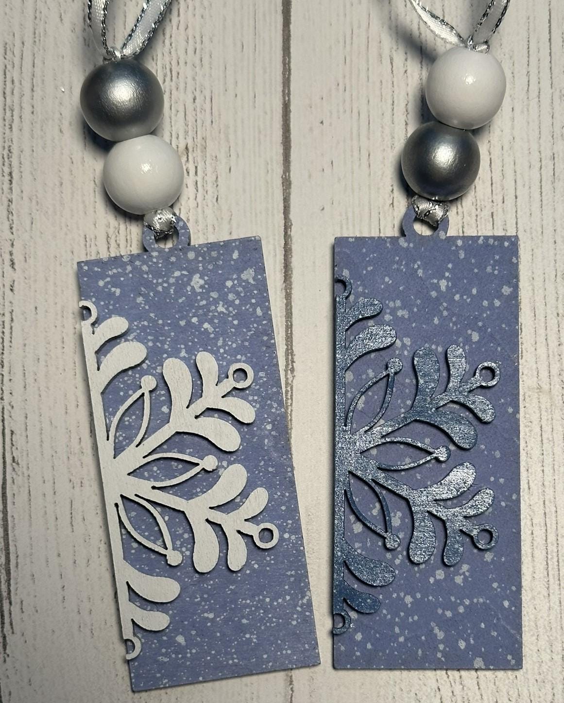 Set of 3 + Elegant Snowflake Christmas Ornaments Wooden Winter Ornaments with Bead Accents, Assorted Colors, Bulk Options Available