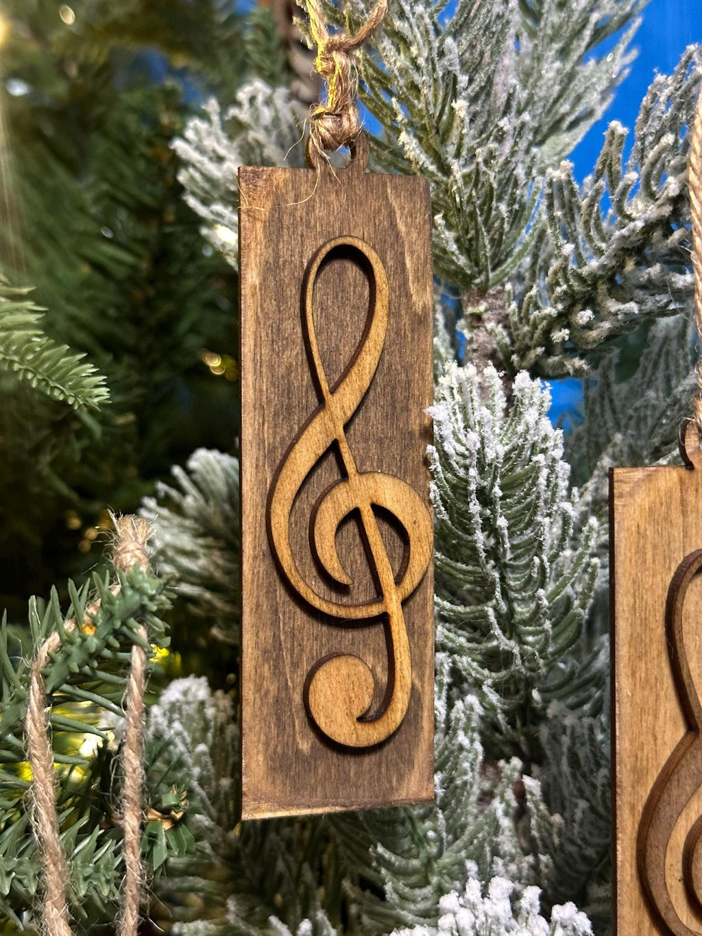 Rustic Wooden Treble Clef Ornaments Set of 3 – Handmade Music-Inspired Gift Tags or Holiday Tree Decorations for Music Lovers