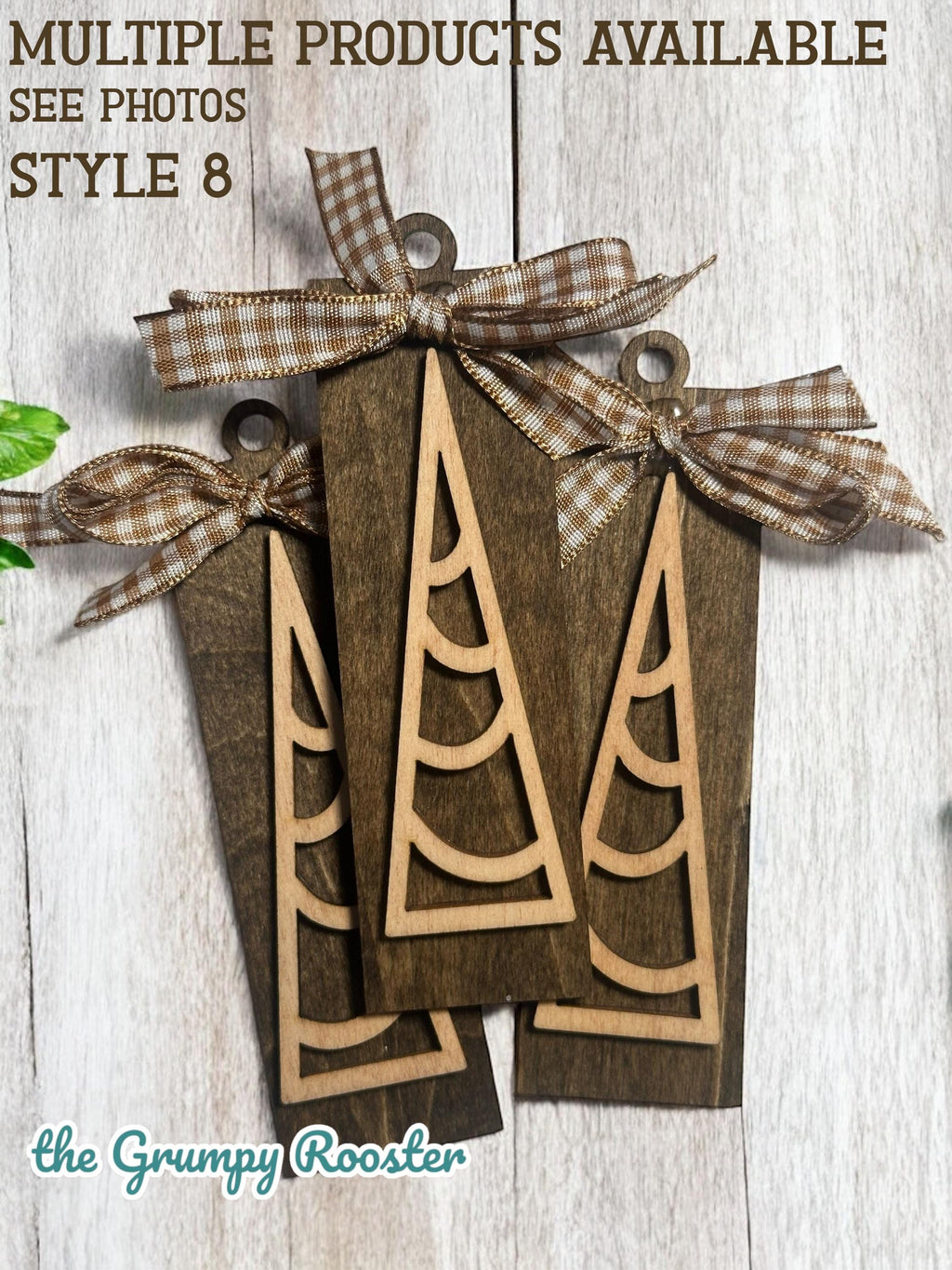 Rustic Wooden Christmas Ornaments Set of 3, Handmade Holiday Décor, Farmhouse Gift Tags, Tiered Tray Decorations, Rustic Christmas Decor