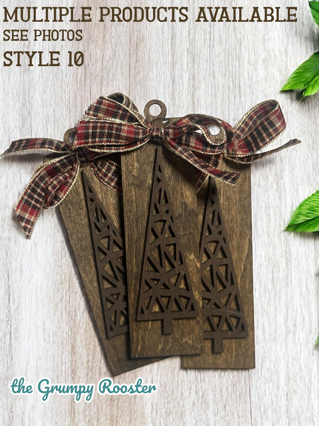 Rustic Wooden Christmas Ornaments Set of 3, Handmade Holiday Décor, Farmhouse Gift Tags, Tiered Tray Decorations, Rustic Christmas Decor