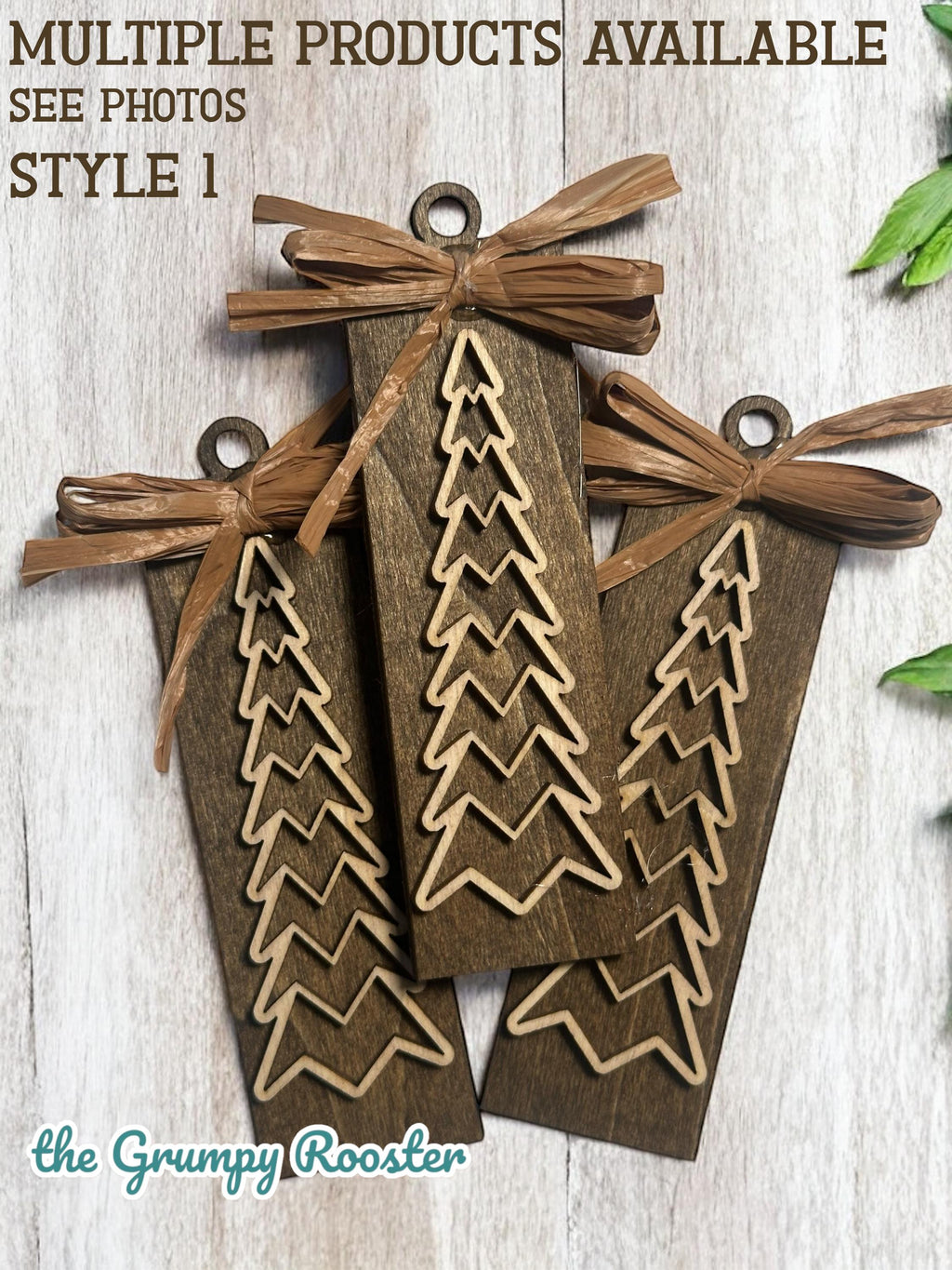 Rustic Wooden Christmas Ornaments Set of 3, Handmade Holiday Décor, Farmhouse Gift Tags, Tiered Tray Decorations, Rustic Christmas Decor