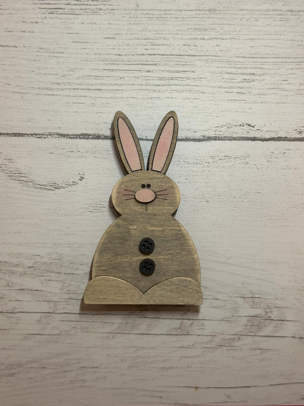 Rustic Wooden Bunny Decor Set – Hand Painted Easter Shelf Sitters – Farmhouse Spring Tiered Tray Decorations – Layered Wood Bunny Rabbits