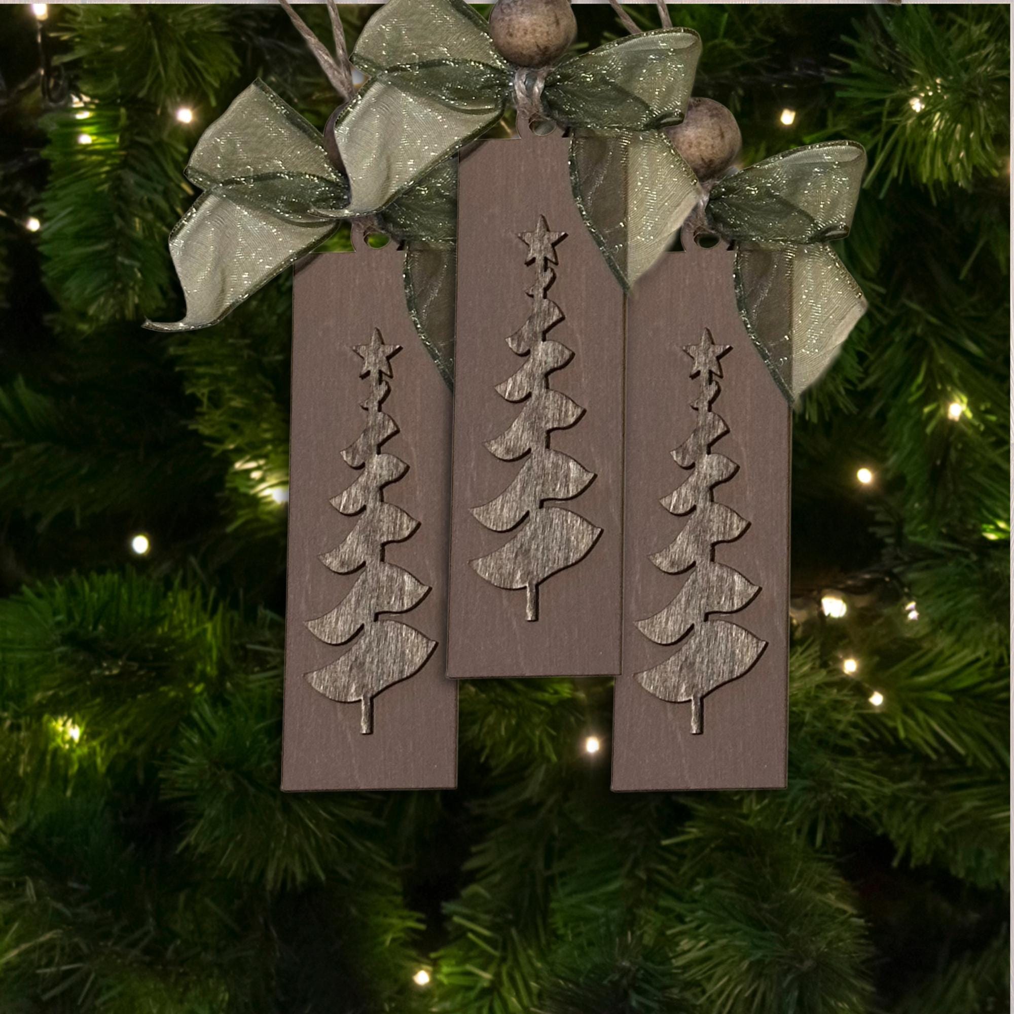 Natural Brown Cozy Winter Tree Decor Ornament, Wood Holiday Decor, christmas tree decoration, wood holiday ornament, Single or Bulk Qty