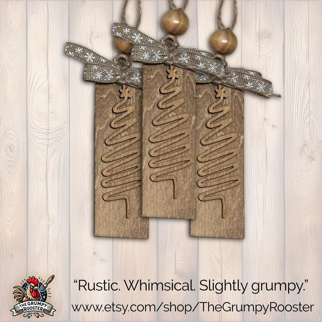 Minimalist Brown Barn-Style Ornament, Wood Holiday Decor, rustic handmade gift, christmas gift idea, Single or Bulk Qty