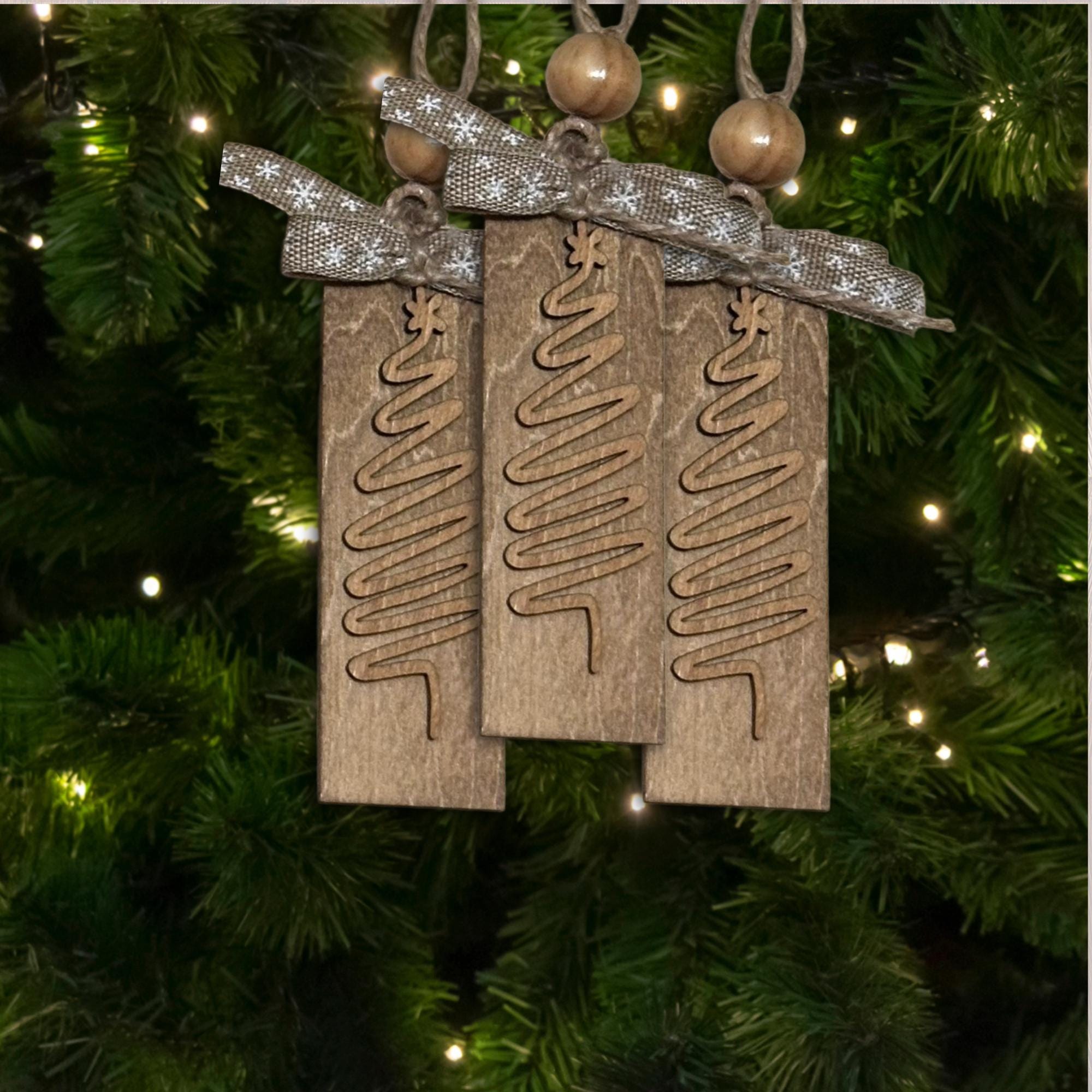 Minimalist Brown Barn-Style Ornament, Wood Holiday Decor, rustic handmade gift, christmas gift idea, Single or Bulk Qty