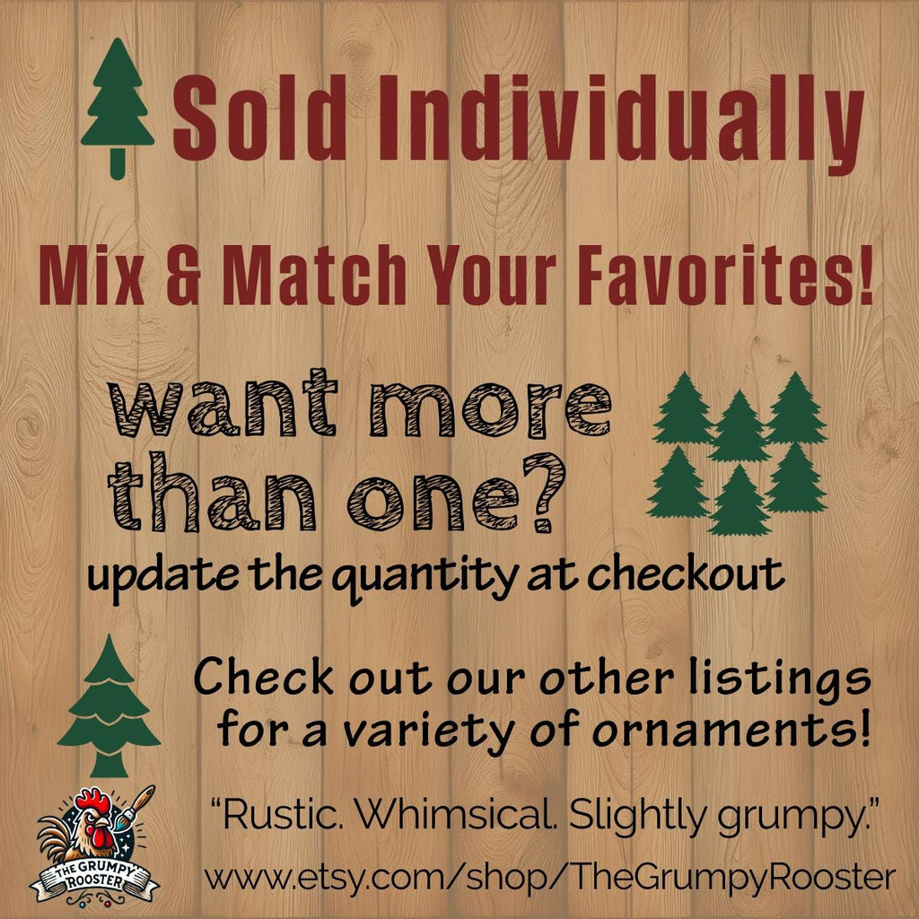 Minimalist Brown Barn-Style Ornament, Wood Holiday Decor, rustic handmade gift, christmas gift idea, Single or Bulk Qty