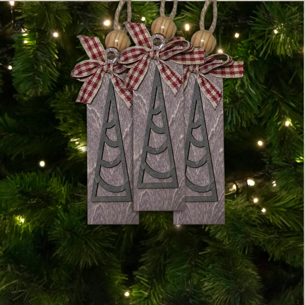 Natural Gray Ornament, Wood Holiday Decor, christmas tree decoration, wood holiday ornament, Single or Bulk Qty
