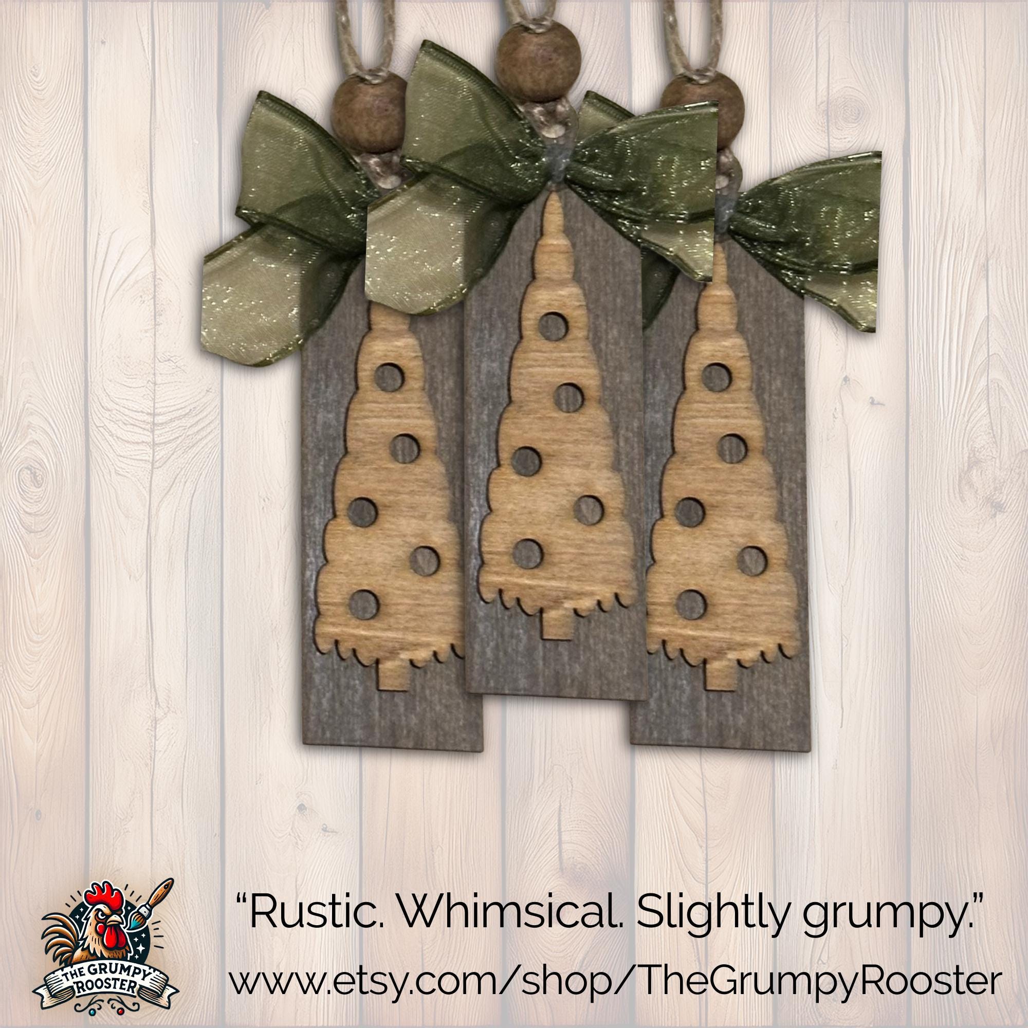 Minimalist Dark Brown Ornament, Wood Holiday Decor, handmade holiday ornament, rustic farmhouse ornament, Single or Bulk Qty