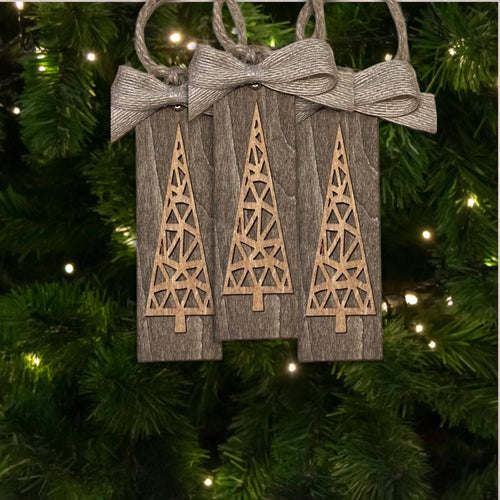 Farmhouse Brown Ornament, Wood Holiday Decor, woodland holiday decor, rustic tree decor, Single or Bulk Qty