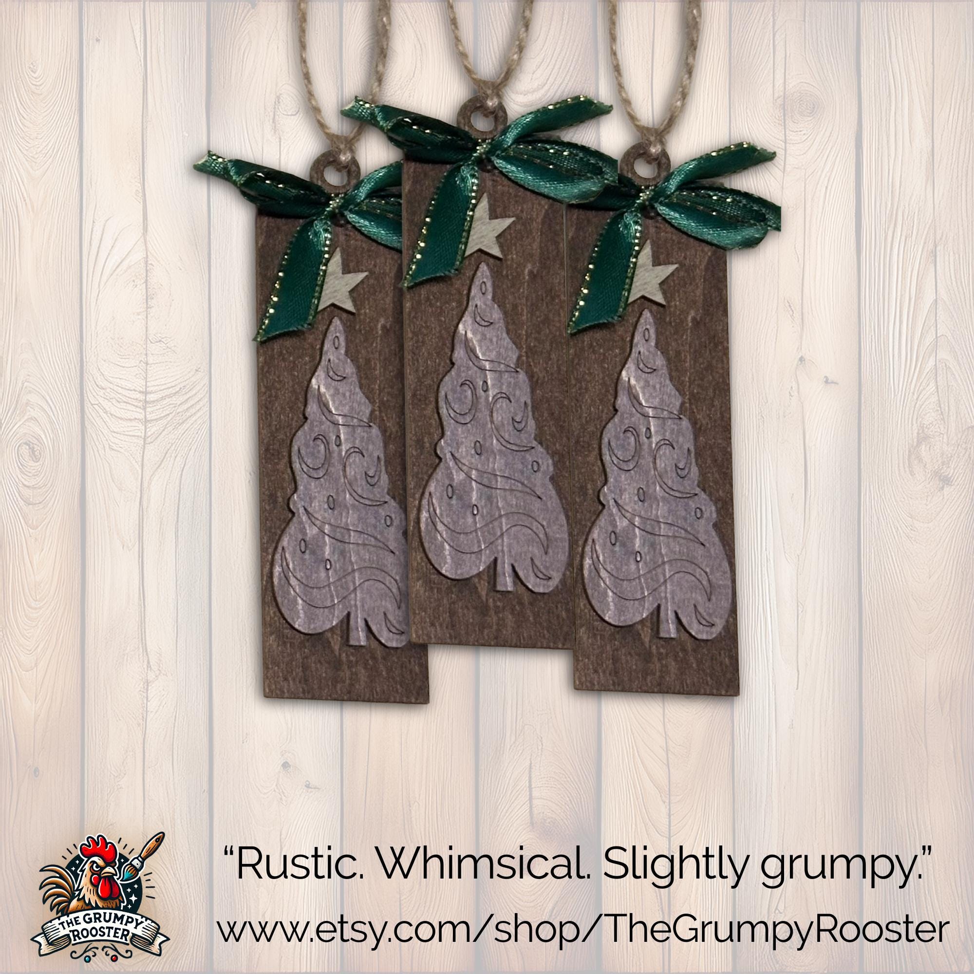 Vintage Dark Brown Ornament, Wood Holiday Decor, natural wood ornament, modern rustic ornament, Single or Bulk Qty