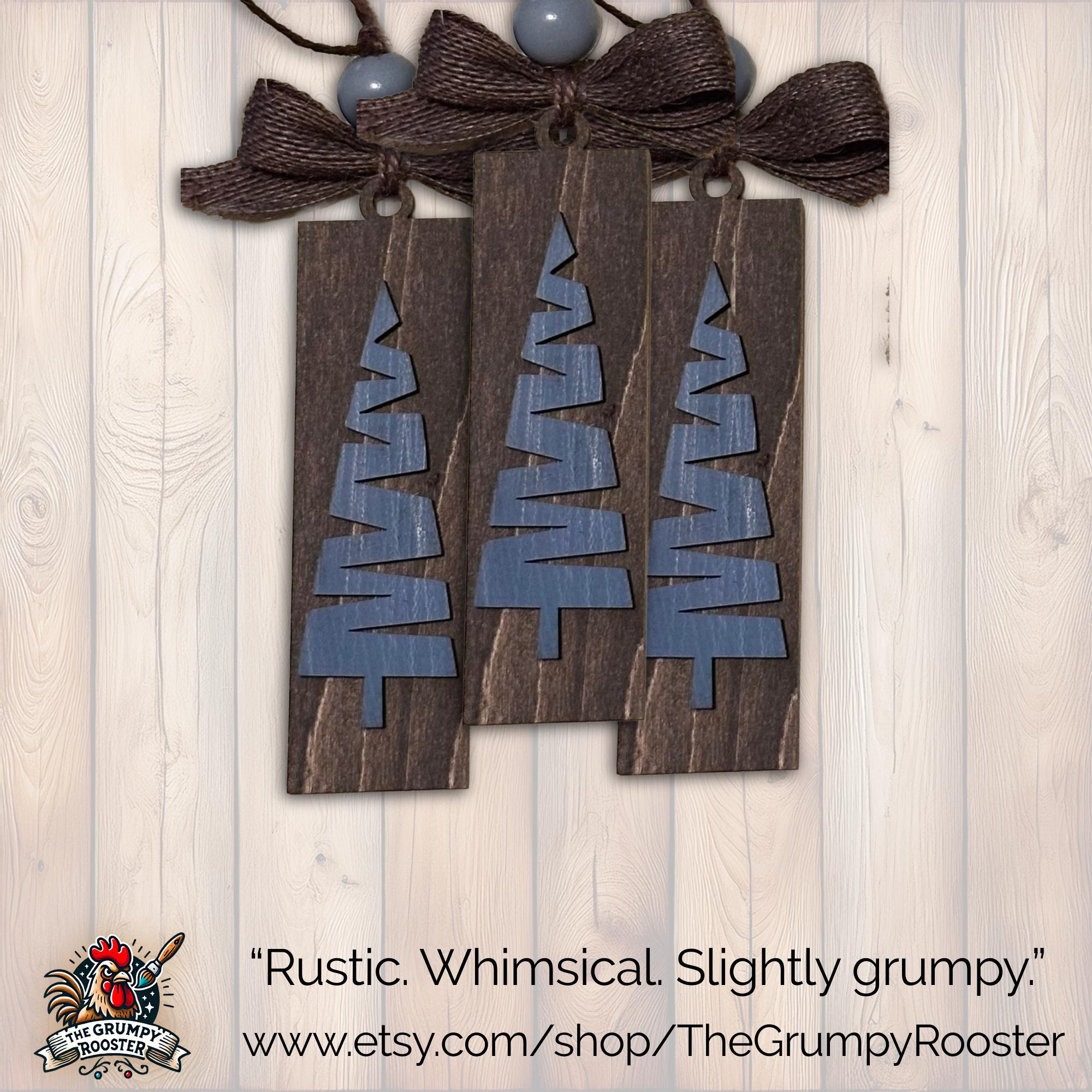 Dark Brown Old-Fashioned Christmas Decor Ornament, Wood Holiday Decor, handmade holiday ornament, wood holiday ornament, Single or Bulk Qty