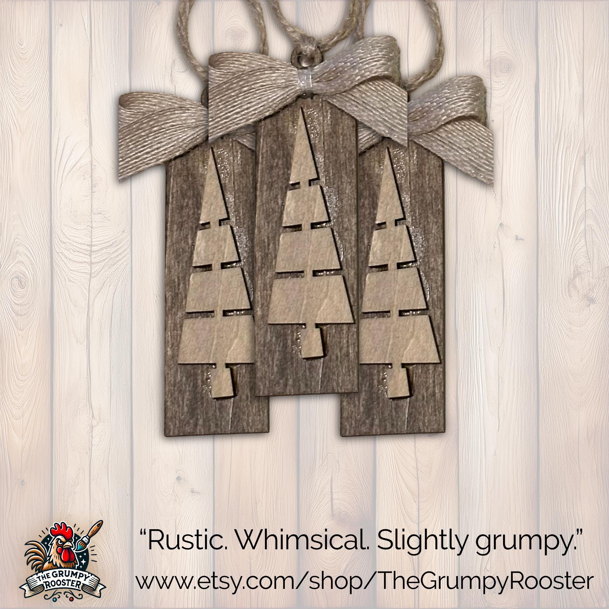 Rustic Dark Brown Ornament, Wood Holiday Decor, wooden tree ornament, rustic christmas ornament, Single or Bulk Qty