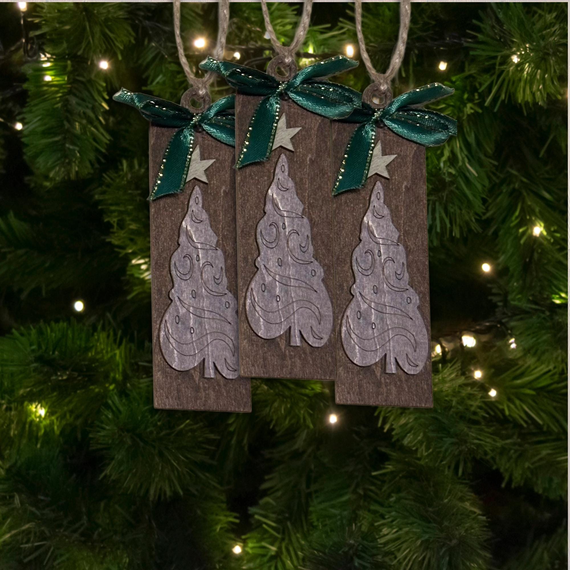 Vintage Dark Brown Ornament, Wood Holiday Decor, natural wood ornament, modern rustic ornament, Single or Bulk Qty