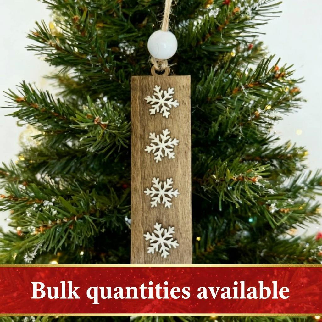 Rustic Wooden Snowflake Tag - Handmade Farmhouse Gift Tag, Bookmark, Stocking Tag, Ornament, Bulk Wood Holiday Craft Embellishment