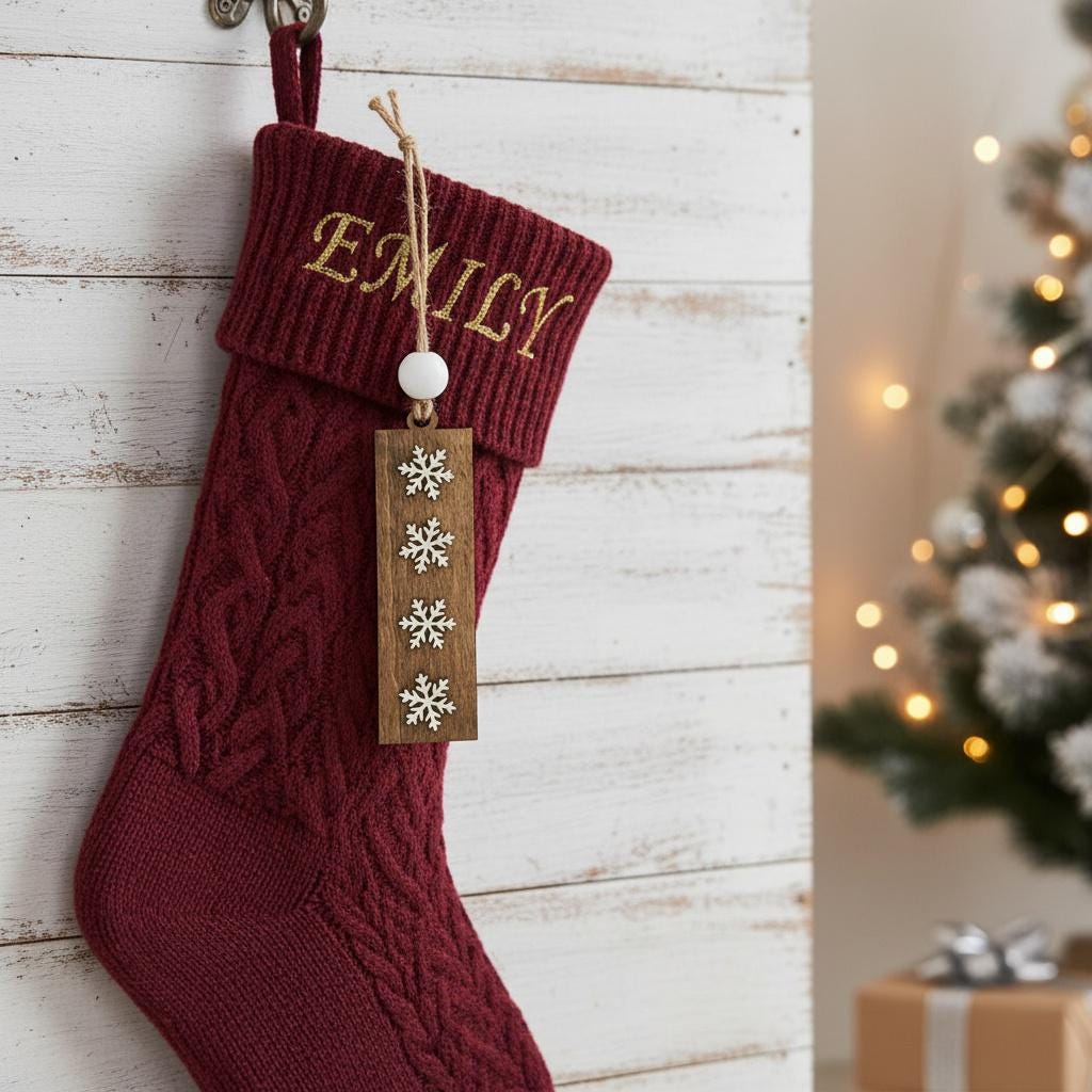 Rustic Wooden Snowflake Tag - Handmade Farmhouse Gift Tag, Bookmark, Stocking Tag, Ornament, Bulk Wood Holiday Craft Embellishment