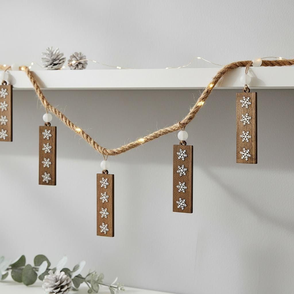 Rustic Wooden Snowflake Tag - Handmade Farmhouse Gift Tag, Bookmark, Stocking Tag, Ornament, Bulk Wood Holiday Craft Embellishment