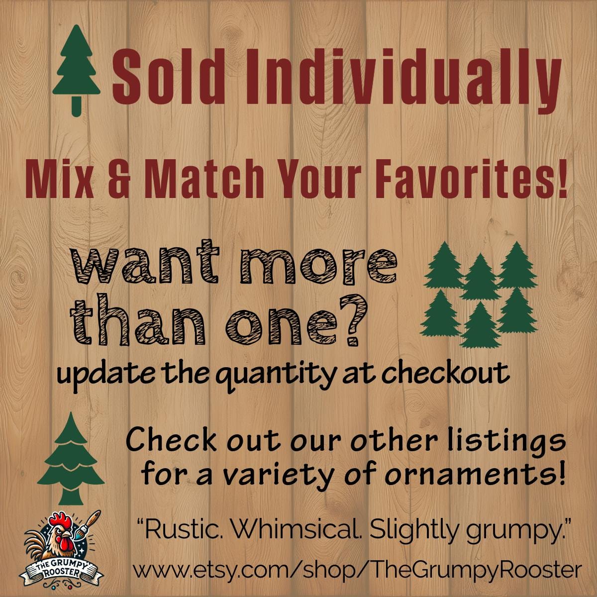 Rustic Dark Gray Ornament, Wood Holiday Decor, wooden tree ornament, rustic christmas ornament, Single or Bulk Qty