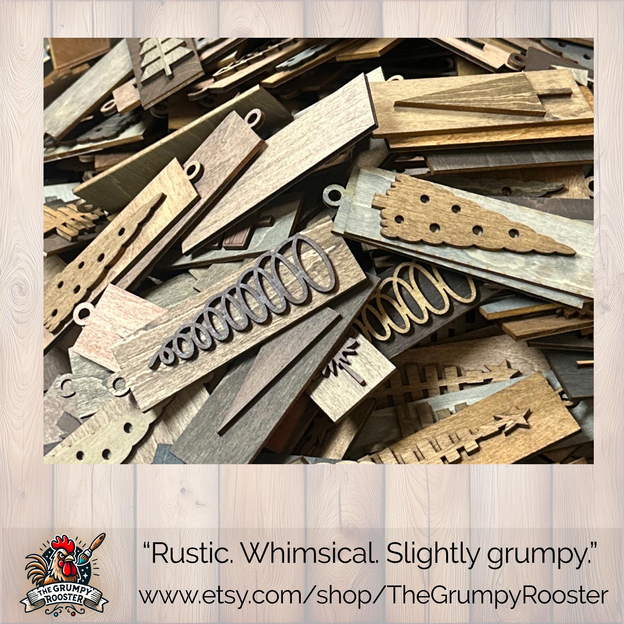 Rustic Christmas Tree Ornaments, Fast Shipping, Wood Farmhouse Holiday Decor DIY Gift Tag Neutral Minimal Tree Decorations Bulk Wholesale