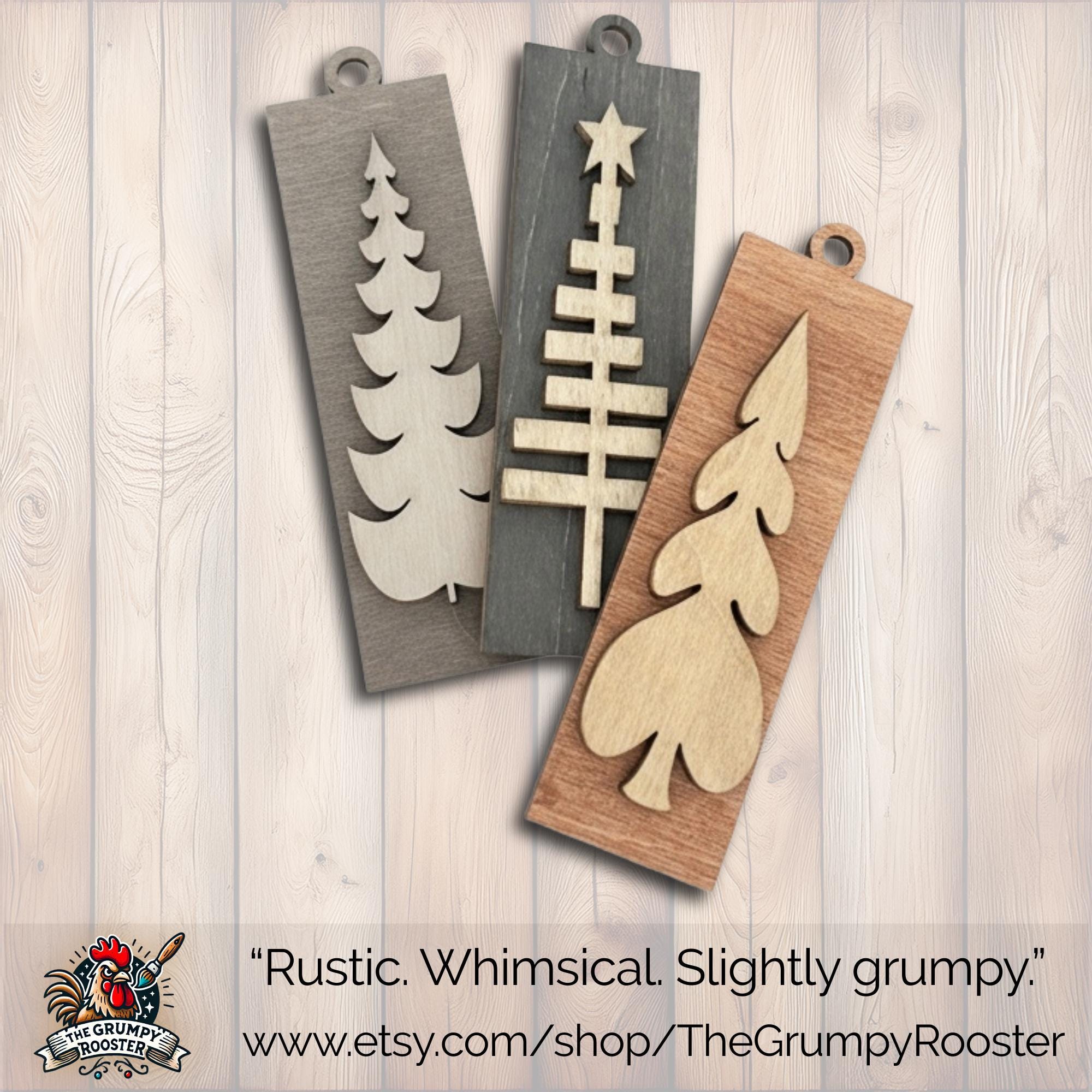 Rustic Christmas Tree Ornaments, Fast Shipping, Wood Farmhouse Holiday Decor DIY Gift Tag Neutral Minimal Tree Decorations Bulk Wholesale