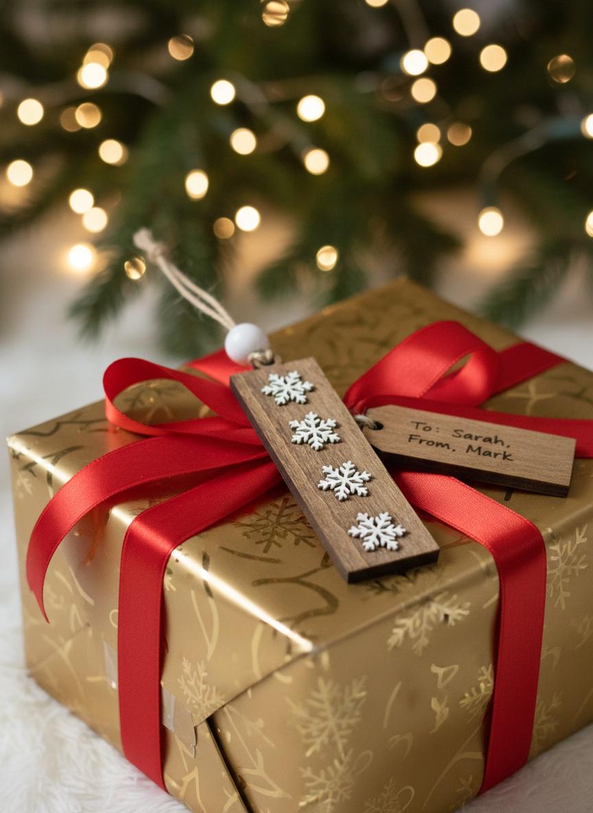 Rustic Wooden Snowflake Tag - Handmade Farmhouse Gift Tag, Bookmark, Stocking Tag, Ornament, Bulk Wood Holiday Craft Embellishment