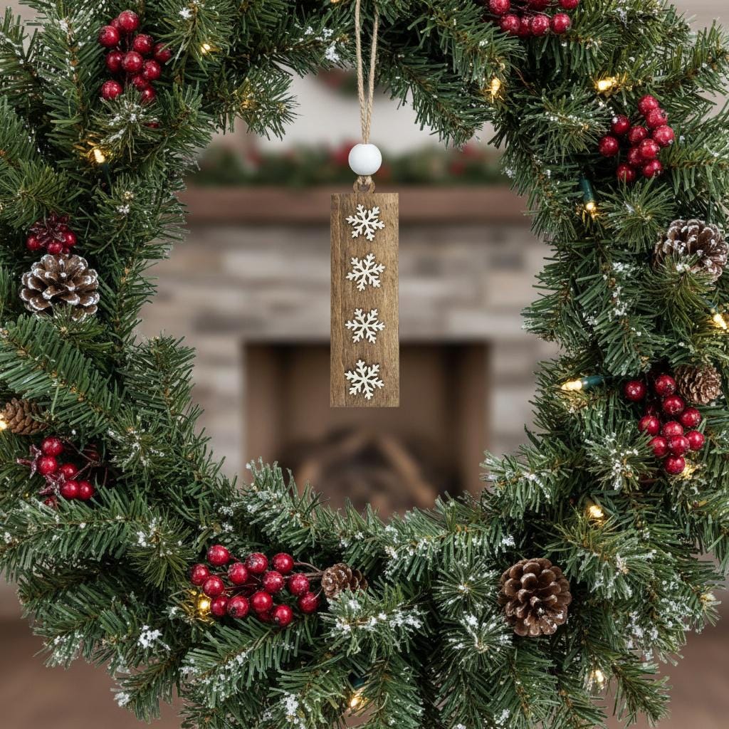 Rustic Wooden Snowflake Tag - Handmade Farmhouse Gift Tag, Bookmark, Stocking Tag, Ornament, Bulk Wood Holiday Craft Embellishment