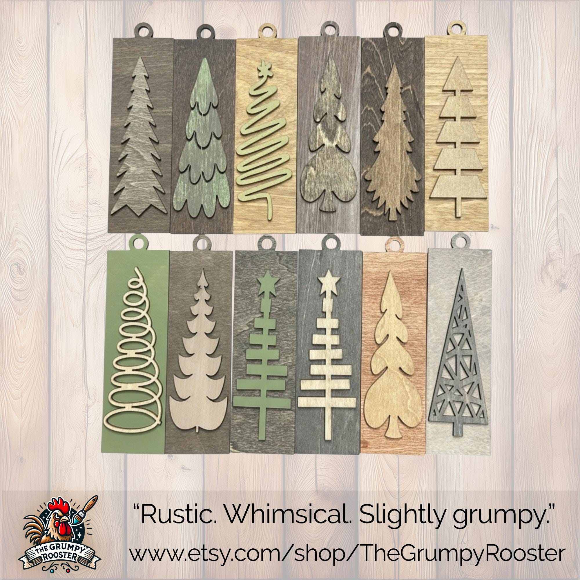 Rustic Christmas Tree Ornaments, Fast Shipping, Wood Farmhouse Holiday Decor DIY Gift Tag Neutral Minimal Tree Decorations Bulk Wholesale