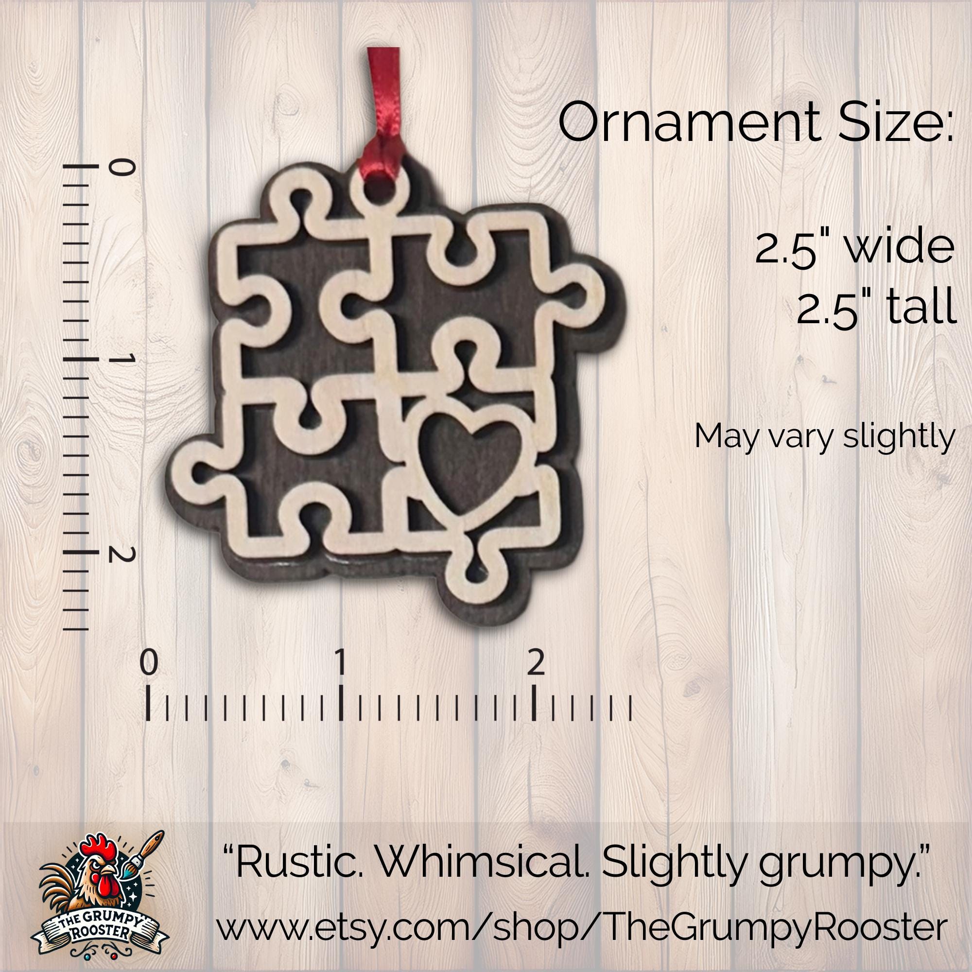 Autism Awareness 3 Puzzle Heart Ornaments – Set of 3 – Layered Wood – Includes 6 Personalizable Hearts – DIY Craft Gift – Handmade