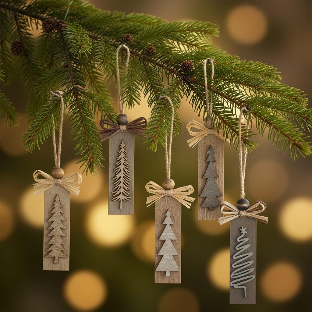 Rustic Neutral Christmas Tree Ornaments – Farmhouse Winter Decor – Set of 3, 10, or 20 – Cozy Boho Holiday Ornaments for Stockings & Gifts