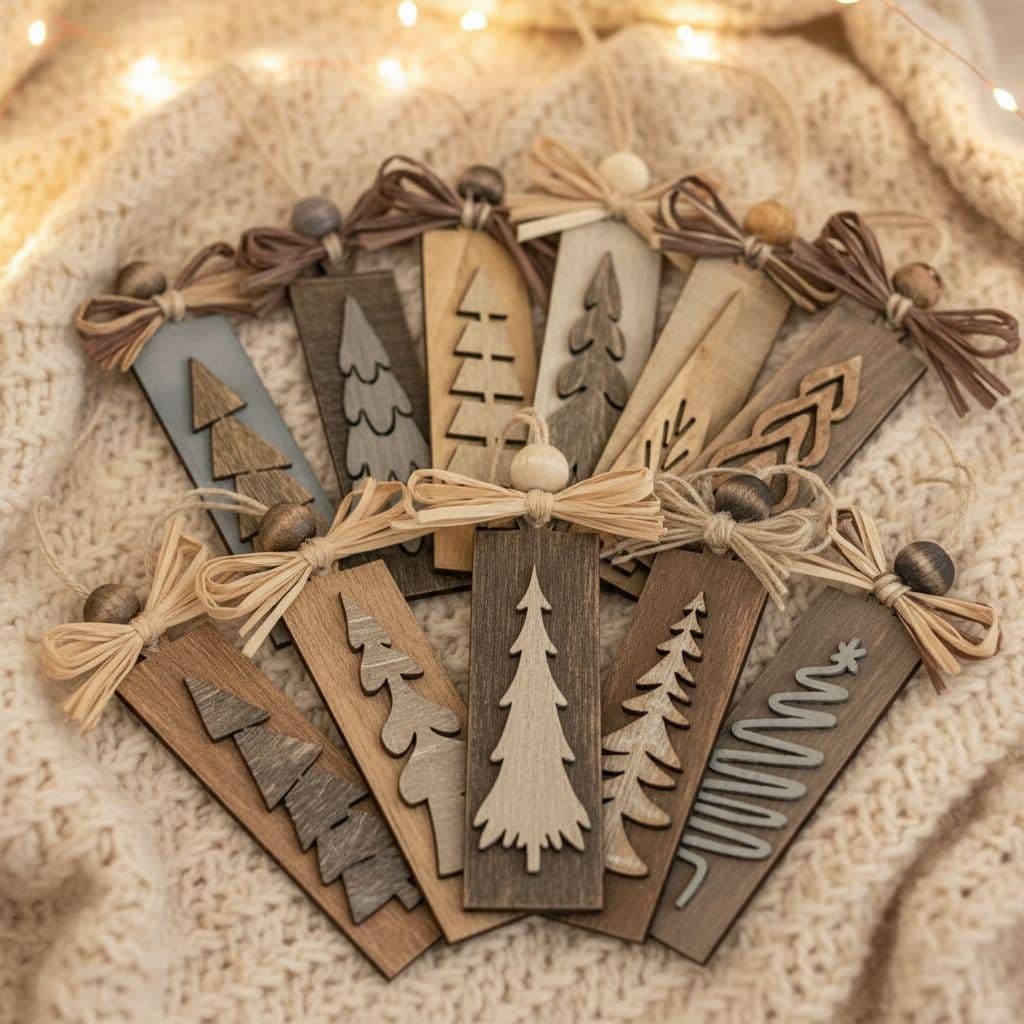 Rustic Neutral Christmas Tree Ornaments – Farmhouse Winter Decor – Set of 3, 10, or 20 – Cozy Boho Holiday Ornaments for Stockings & Gifts