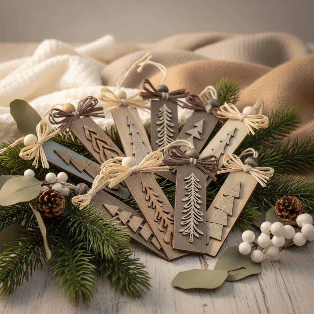 Rustic Neutral Christmas Tree Ornaments – Farmhouse Winter Decor – Set of 3, 10, or 20 – Cozy Boho Holiday Ornaments for Stockings & Gifts