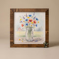 Floral Mason Jar Watercolor Wood Sign • Rustic Farmhouse Decor