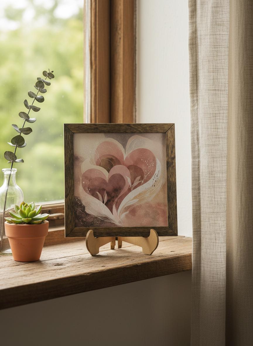Rustic Heart Mini Wood Sign with Easel | Valentine's Day Decor