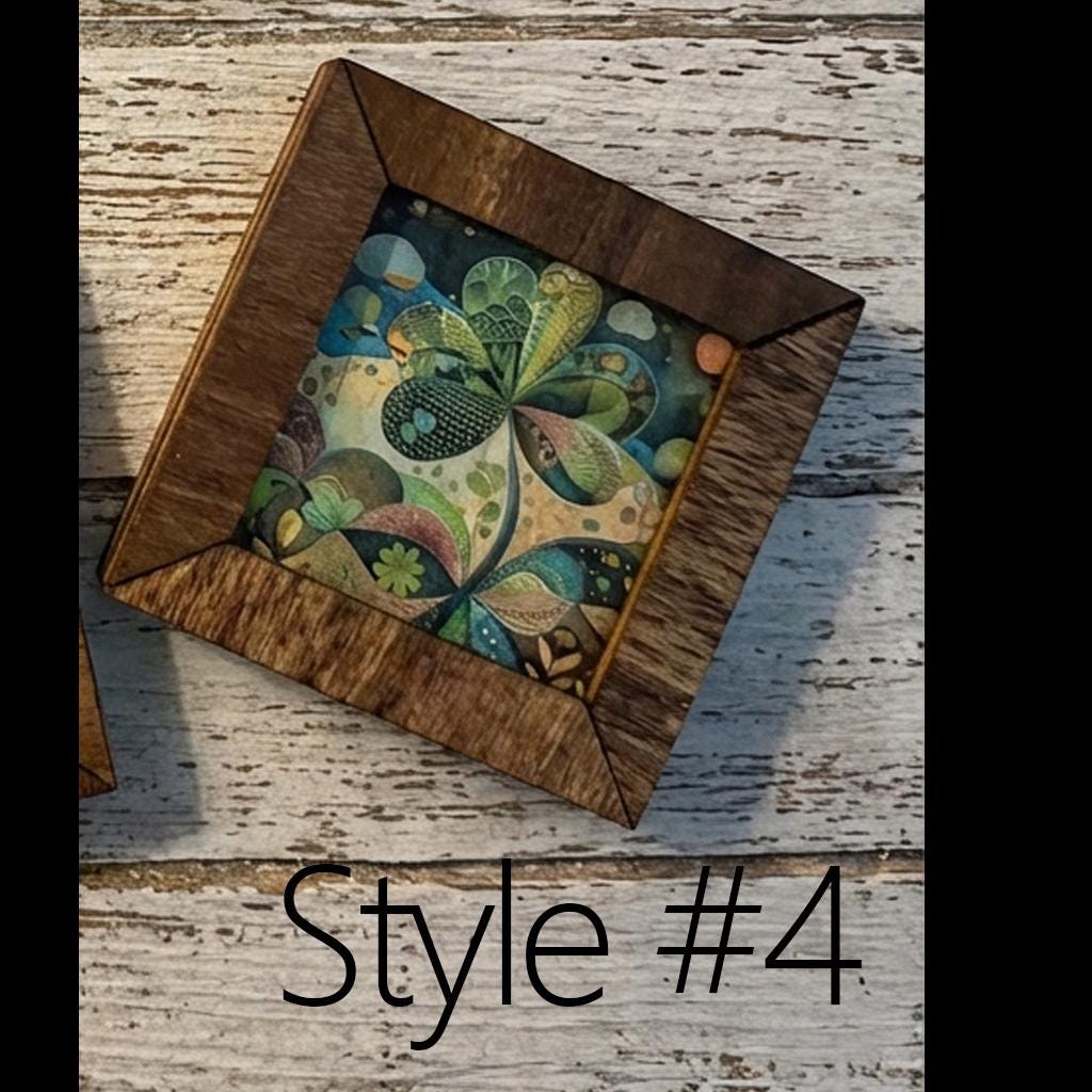 Rustic Wood Fridge Magnets | Handmade Farmhouse Magnet Decor | Clover Art Mini Wood Frames | Strong Flush Magnets St Patricks Day