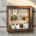 5.5” Framed Farmhouse Art – Cozy Rustic Interior Scene, Cottage Shelf Decor, Neutral Farmhouse Home Accent