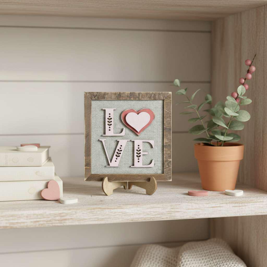 Mini Rustic LOVE Sign – Farmhouse Tiered Tray Decor